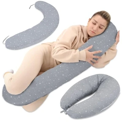 Afbeelding van Borstvoedingskussen, XXL, zijslaapkussen, zwangerschapskussen, ondersteuningskussen, katoen, voor volwassenen, 190 cm, Galaxy
