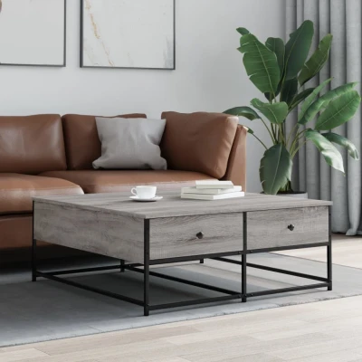 Afbeelding van Salontafel 100x99x40 cm bewerkt hout grijs sonoma