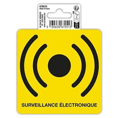 Afbeelding van Exacompta Ref. 67051E 1 zelfklevend pictogram Elektronische bewaking Gemaakt van antislip behandeld PVC vinyl Glanzende afwerking Afmetingen: 10 x cm Kleur: zwart op gele achtergrond