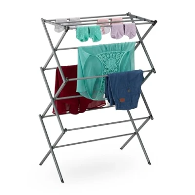Afbeelding van Relaxdays droogrek inklapbaar tot 25 kg 105x73x37 cm staand zilver