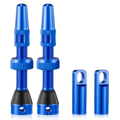 Afbeelding van HZJD Set van 2 tubeless ventielen, blauw, fietsluchtventiel (44 mm)