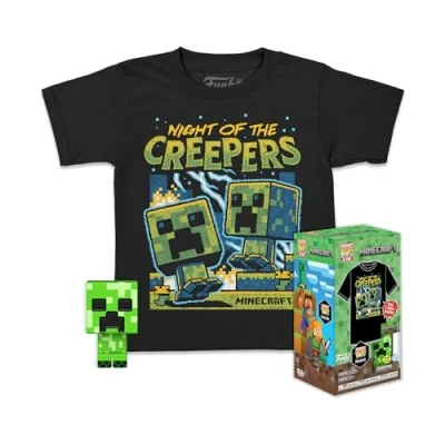 Afbeelding van Pocket Pop! and Tee: Minecraft Blue Creeper Kids T Shirt Size 158 164