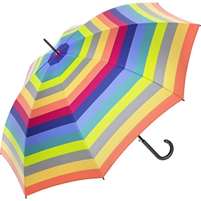 Afbeelding van Benetton Automatische lange Paraplu met stippen, Multistripe Fresh Salmon,