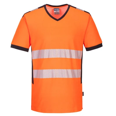 Afbeelding van PW3 Hi Vis T shirt met V hals maat Large, OrBk
