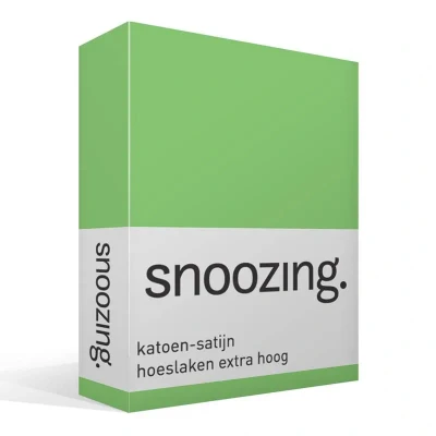 Afbeelding van Snoozing Katoen satijn Hoeslaken Eenpersoons Extra Hoog 80x220 cm Lime