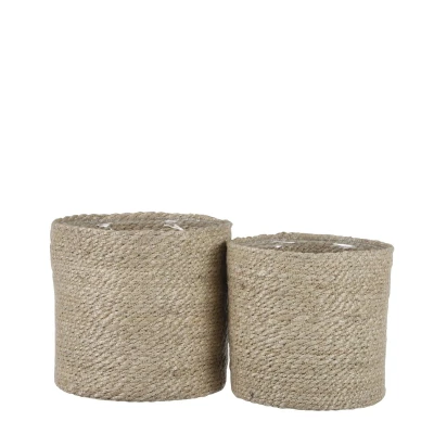 Afbeelding van Atlantic Mand voor Planten Set van 2 H20 x Ø20 cm Jute Crème