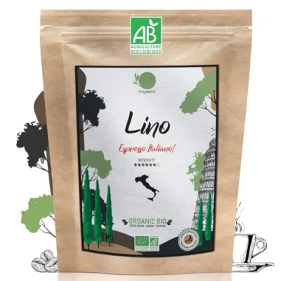 Image de ORIGEENS CAFE Grain BIO 1kg pour Expresso Café en Italien 80% Arabica 20% Robusta Torréfaction Artisanale Lino