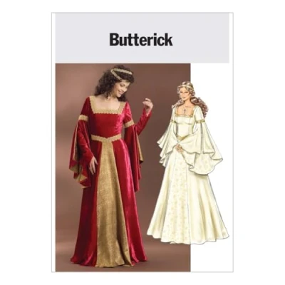 Afbeelding van Butterick Patronen naaipatroon voor middeleeuwse renaissance jurk dames, veelkleurig, maten 42 tot 48