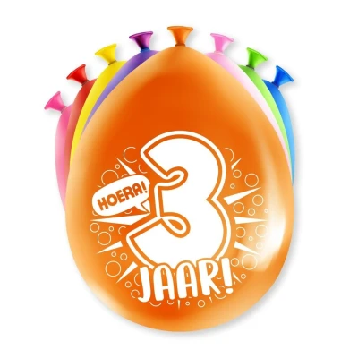 Afbeelding van Ballonnen 3 jaar party 30cm 8 stuks