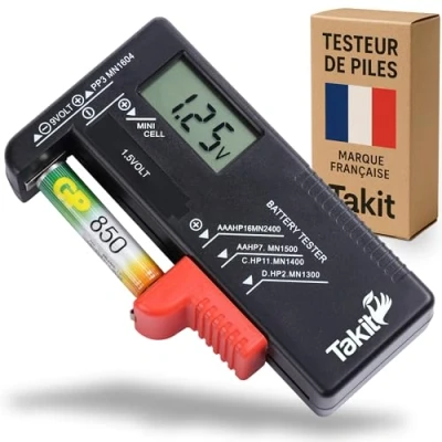 Afbeelding van TAKIT Digitale batterijtester voor AA, AAA, C, D, PP3, 9V, 1,5V, knoopcelbatterijen 5 jaar garantie