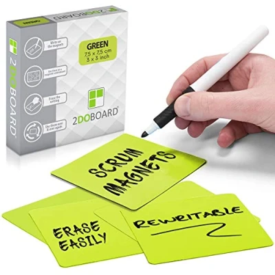 Afbeelding van 2DOBOARD Scrum Whiteboard Magneten 7,5 x cm 25 stuks Groen Herschrijfbare Voor Kanban bord of Scrumbord Beschrijfbare Planbord Herschrijfbaar Agile werken elk Dagstartbord Board!