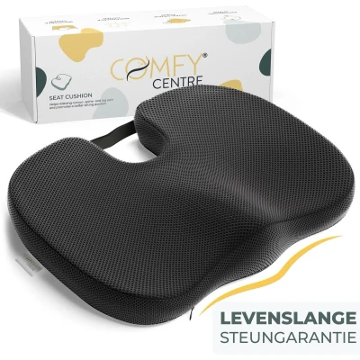 Afbeelding van ComfyCentre Zitkussen Orthopedisch &amp; Ergonomisch voor Auto en Bureaustoel Wigkussen Stuitkussen Thuiswerken Stoelkussen met Traagschuim Bed