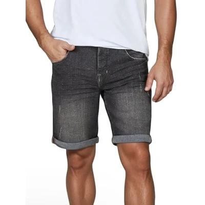 Afbeelding van riverso RIVTom Korte broek voor heren, regular fit, Denim short, 99% katoen, bermuda, grijs, lichtblauw, blauw, w30, w31, w32, w33, w34, w36, w38, w40, w42, Black (B132), 42