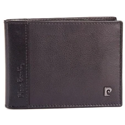 Afbeelding van Pierre Cardin portemonnee lederen en klep, zwart., klassiek
