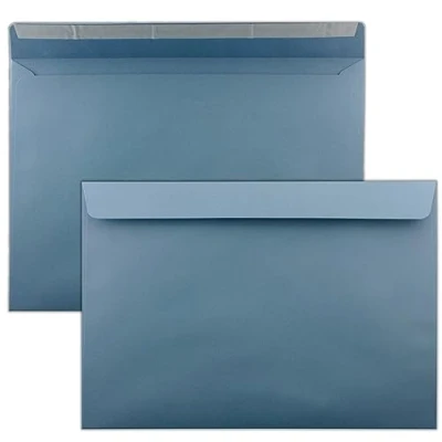 Afbeelding van 10 grote enveloppen XXL DIN C4 grijs blauw 22,9 x 32,4 cm zelfklevende sluiting zonder venster verzendenveloppen voor A4