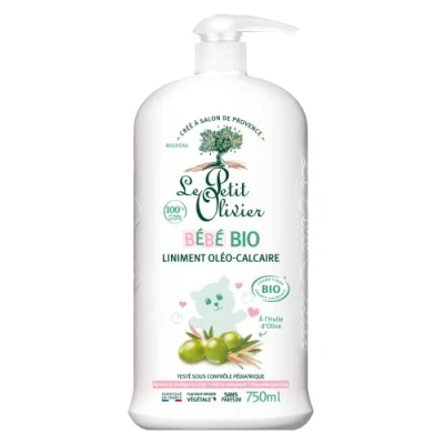 Image de LE PETIT OLIVIER Liniment Oléo Calcaire Bébé BIO Dès La Naissance Nettoie En Douceur Les Fesses De Certifié 100% D&#039;Origine Naturelle Testé Sous Contrôle Pédiatrique 750 ml