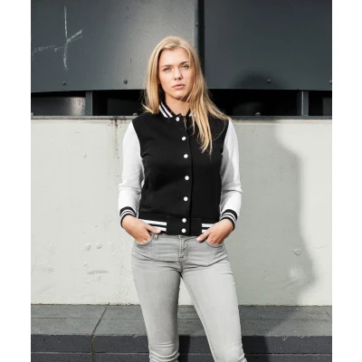 Afbeelding van Dames Baseball Jacket (Zwart / Wit) XS