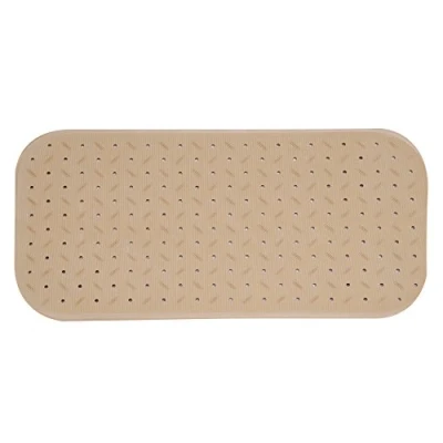 Afbeelding van MSV Douche/bad anti slip mat badkamer rubber beige 36 x 97 cm met zuignappen extra lang formaat