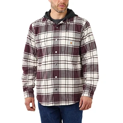 Afbeelding van Carhartt Jacke Flannel Fleece Lined Hooded Shirt Jac Malt XL