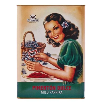 Afbeelding van Gerookte paprika zoet 75 GR paprikapoeder VINTAGE BLIK. MILD PAPRIKA. PIMENTON DULCE M