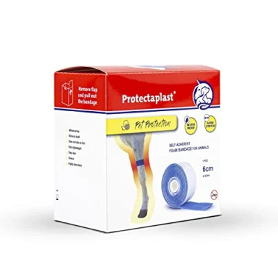 Afbeelding van Protectaplast Blauw zelfklevend verband voor huisdieren (6 cm x 4,5 m) latexvrije zelfklevende bandage &amp; hechtende honden, katten en paarden verbandmateriaal honden katten, letsel gewrichten