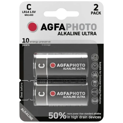 Afbeelding van Agfaphoto Batterij Alkaline, Baby, C, LR14, 1,5V Ultra, retailblister (2 pack)