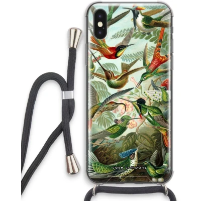 Afbeelding van Case Company® hoesje met Koord geschikt voor iPhone X Haeckel Trochilidae Telefoonhoesje Zwart Extra Bescherming aan alle Kanten en Over de Schermrand