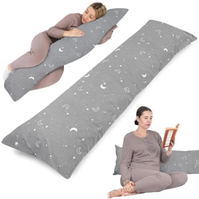Afbeelding van Kussen met hoes voor zijslaper, 40 x 145 cm, comfortabel kussen, lichaamskussen zijslaapkussen, manen