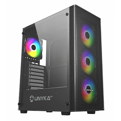 Afbeelding van UNYKAch ATX MIR 100 computerbehuizing, groot formaat met 4 ARGB ventilatoren, 1 USB 2.0 en 3 3.0