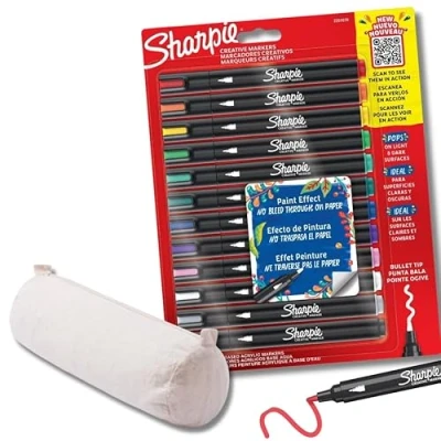 Afbeelding van SHARPIE Creative Marker 12 stuks acrylstiften met ronde punt + katoenen etui voor personalisatie