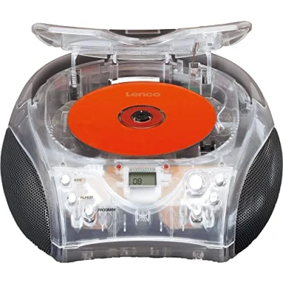 Afbeelding van Lenco SCD 24TR Draagbare stereo FM radio met CD speler Transparant