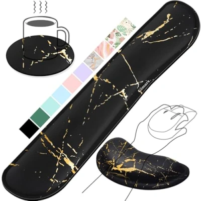Afbeelding van Gimars Gel muismat voor toetsenbord, muis, handpalmsteun kantoor, computer, laptop, Mac, comfortabel, licht, pijnverlichting