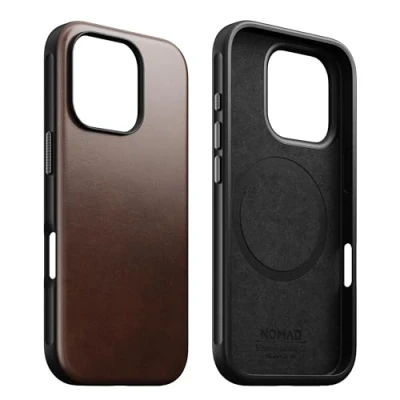 Afbeelding van Nomad Modern Leather Case iPhone 16 Pro Rustic Brown Horween