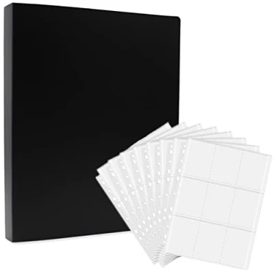 Afbeelding van Verzamelkaartenalbum, 900 hoesjes, verzamelkaartaccessoires, 50 dubbelzijdige pagina&#039;s, 9 vakken, transparant, voor scrapbooking kaarten