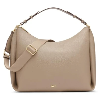 Afbeelding van DKNY Handtas Schoudertas Hailey Conv Hobo Bag Toffee Taupe