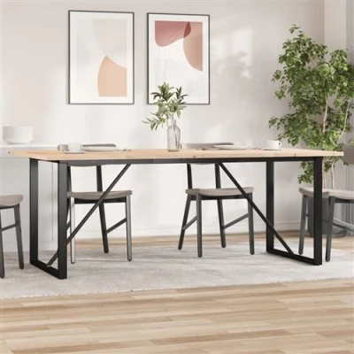 Image de vidaXL Table à manger cadre en O 200x100x75,5 cm bois pin massif acier3282745