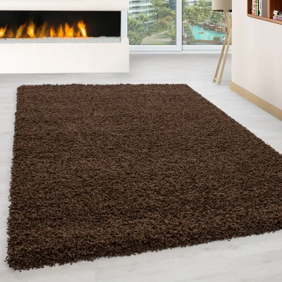 Afbeelding van Basic Shaggy vloerkleed Bruin Hoogpolig 200x290 cm