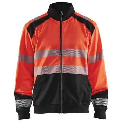 Image de Sweat zippé haute visibilité rouge fluorescent/noir