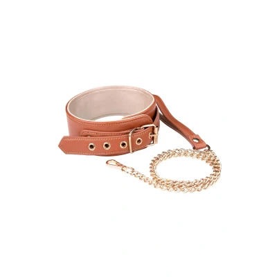 Afbeelding van Halsband En Ketting Blaze Elite Veganistisch Leer Bruin