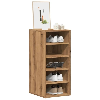 Afbeelding van Schoenenkasten 2 st 32x35x70 cm bewerkt hout artisanaal eiken