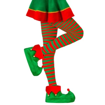 Afbeelding van Widmann Gestreepte panty, 70 denier, elfen, kerstman, Kerstmis