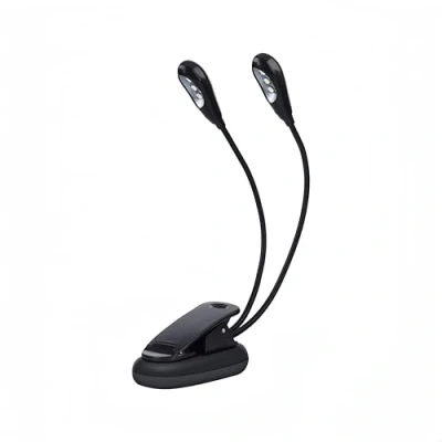 Afbeelding van Dilwe Muziek muziekstandaard, 6 leds/8 leds, mini lamp, dubbele kop, verstelbaar, USB kabel, lees/boek/tafel/nachtkastje