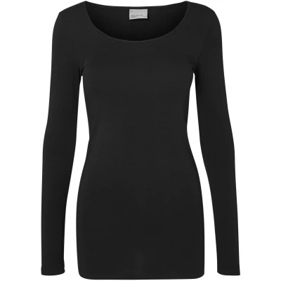 Afbeelding van Vero Moda T shirt Vmmaxi My Ls Soft Long U neck Noos 10152908 Black Dames Maat XS
