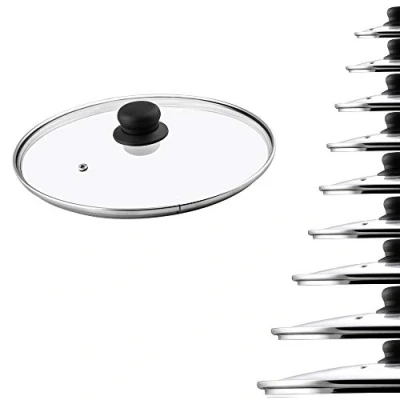 Afbeelding van KADAX Glazen deksel met kunststof handvat, stoomgat, hittebestendig, voor kookpan, braadpan, universeel in verschillende maten, transparant (26 cm)