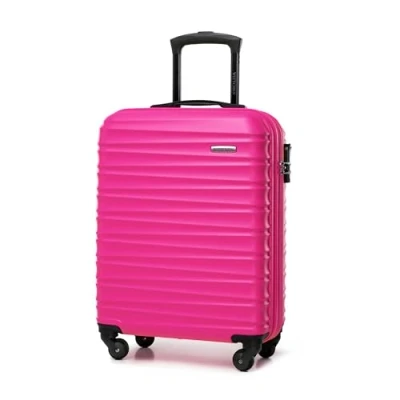 Image de WITTCHEN Valise de voyage Bagage à main cabine rigide ABS 4 roulettes pivotantes Serrure combinaison Poignée télescopique GROOVE Line Taille S Rose Brussels Airlines/Ryanair/TUI fly Belgium