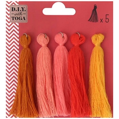 Image de 5 maxi pompons en coton 8 cm Automne