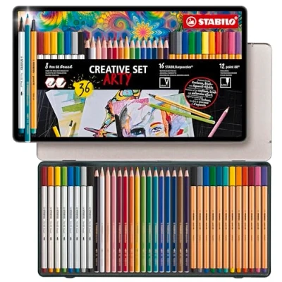 Afbeelding van Creative set STABILO 87/3193 Arty assorti metalen etui à 36 stuks