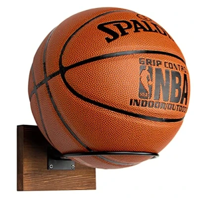 Afbeelding van PUERSI Houten muurbeugel voor basketbal, voetbal, volleybal, rustiek bruin