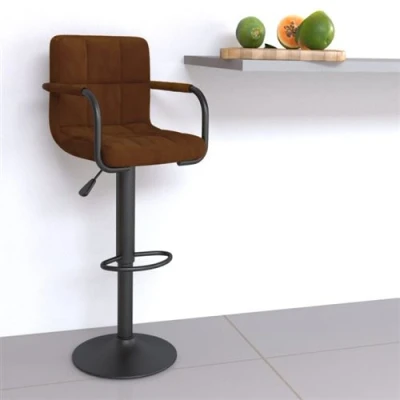 Image de vidaXL Tabouret de bar Marron Velours