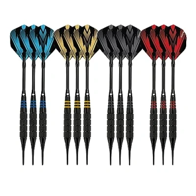 Afbeelding van KOTO Brass MultiSet Darts, 12 Dartpijl, 16 Gram Messing SteelDarts, Dart Games, 4 Dartsets voor Beginners &amp; Hobbyisten, Met Darttas
